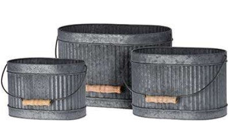 BLOMSTERPOTTE 3 PK STÅL OVAL