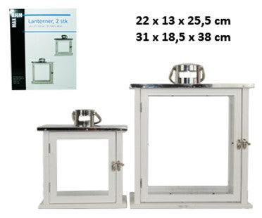 LANTERNE 4 KANT HVIT 2 PK