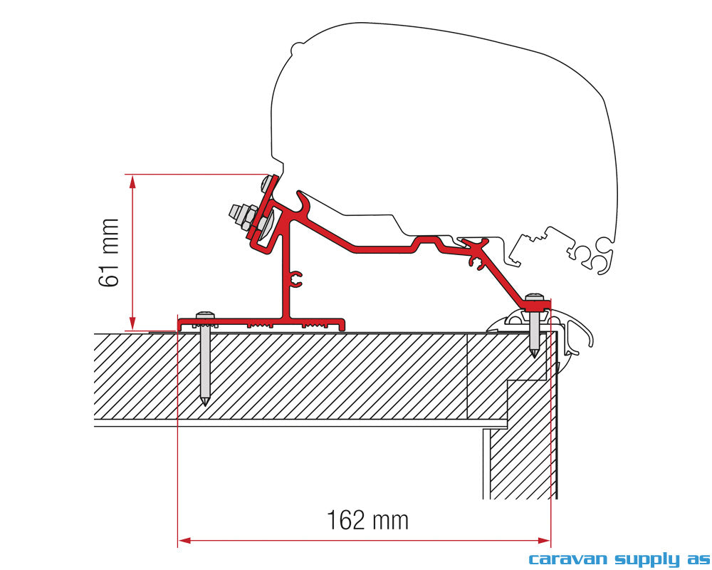 Feste F65/F80 Adapter Caravan Roof 340cm skinne