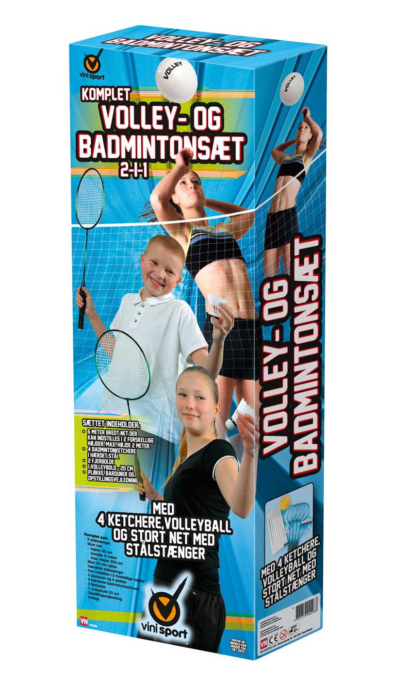VOLLEY 4xBADMINTON KOMPLT Pris pr. stk