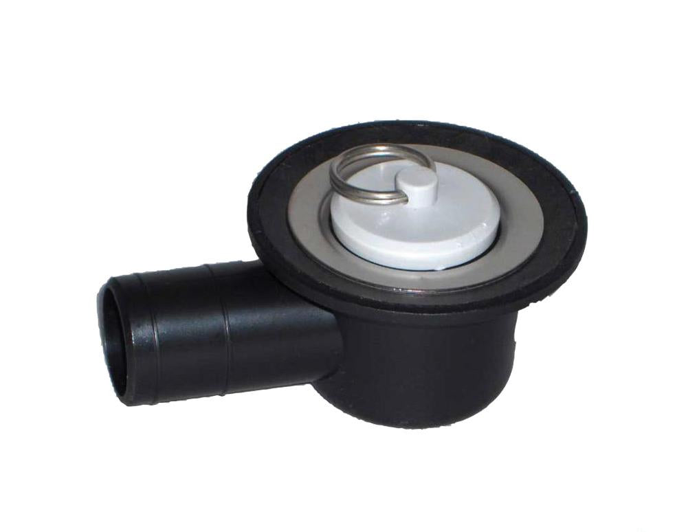 Avløp u/vannlås L Ø33mm rør 28mm m/propp svart