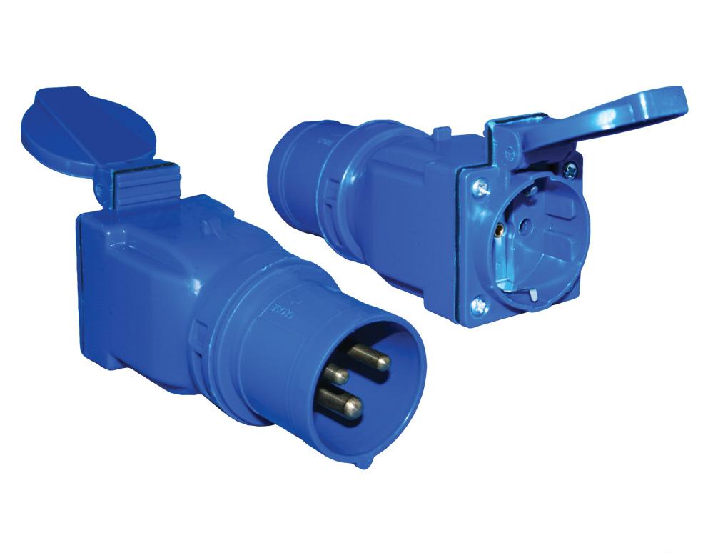 Adapter 220V hann CEE17 + hunn schuko