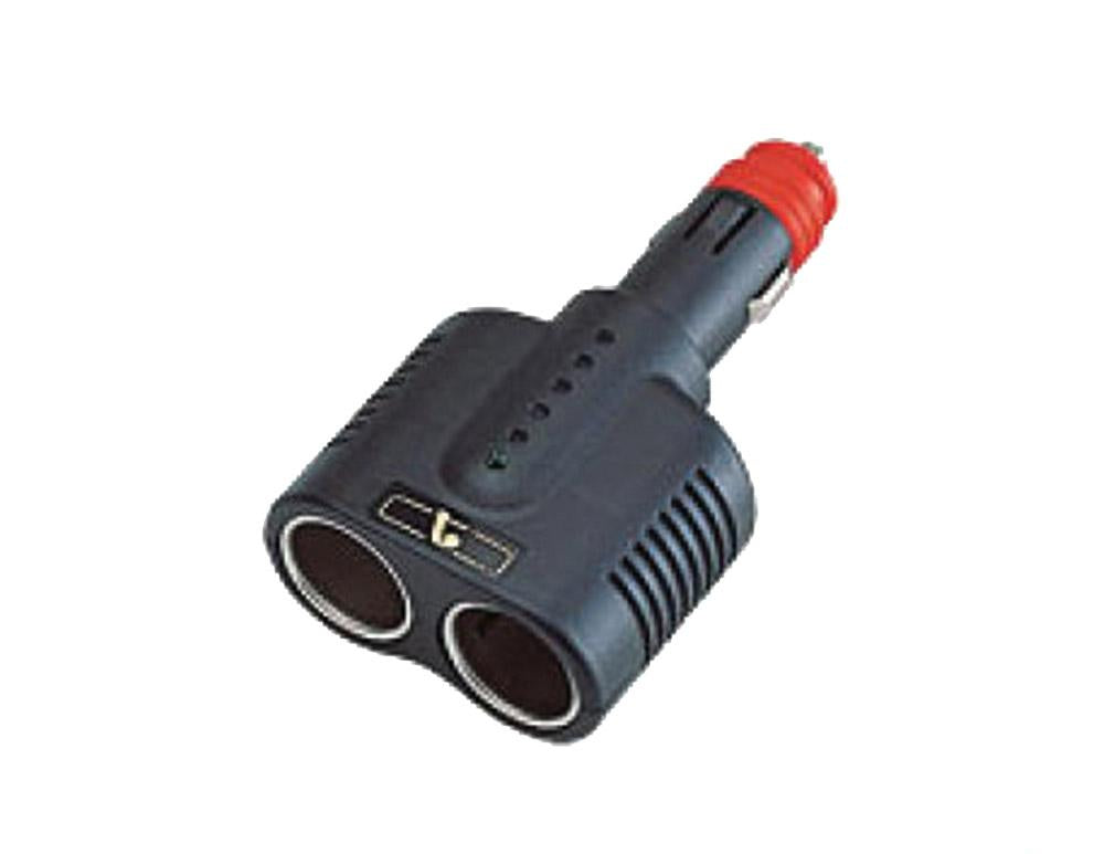 12V adapter uni plugg --> 2 x uni tvilling m/LEDly