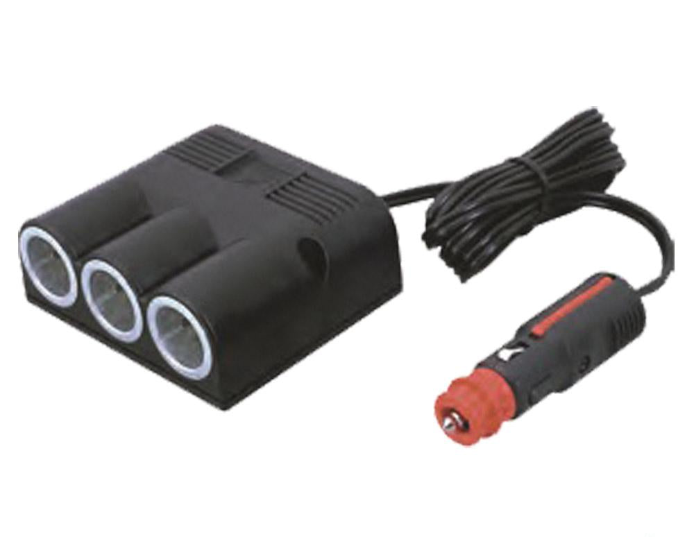 12V adapter uni plugg --> 3 x uni utenpåligge 16A