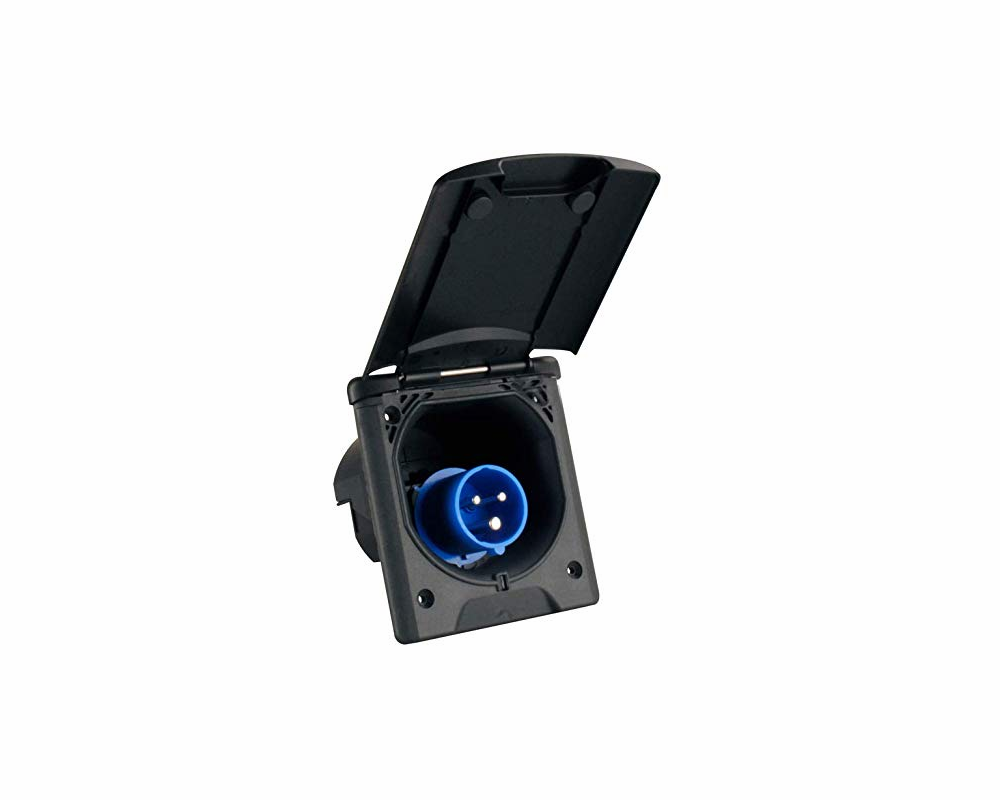 Strøm innboks 220V 12x14cm H14 m/magnet svart