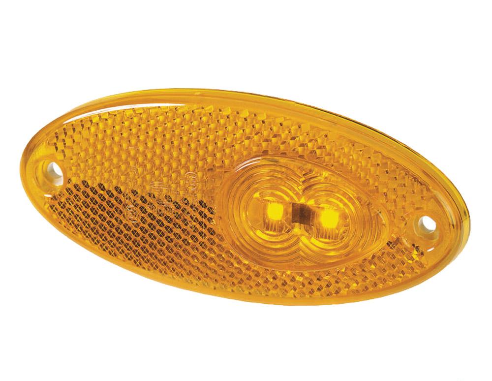 Sidemarkeringslys Hella oval LED 102x45x12mm gul