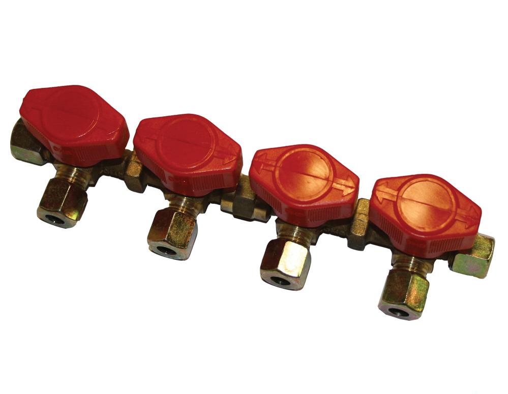 Gasskran 8mm m/4 ventiler