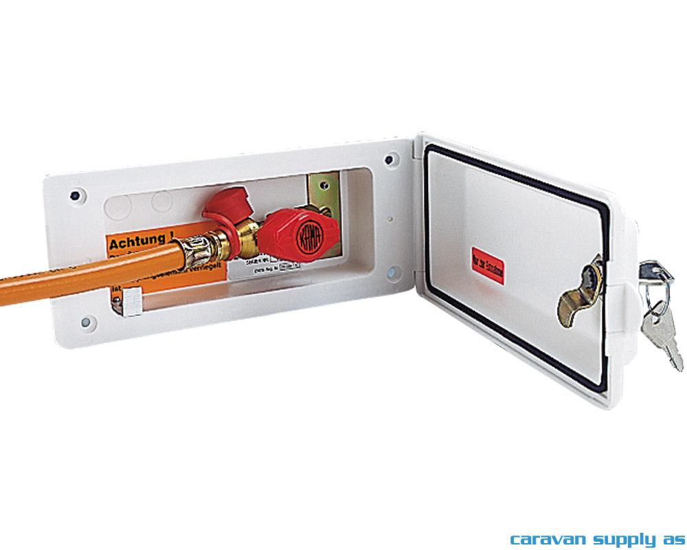 Gassuttaksboks m/lås LxBxD:157x67x90mm hvit