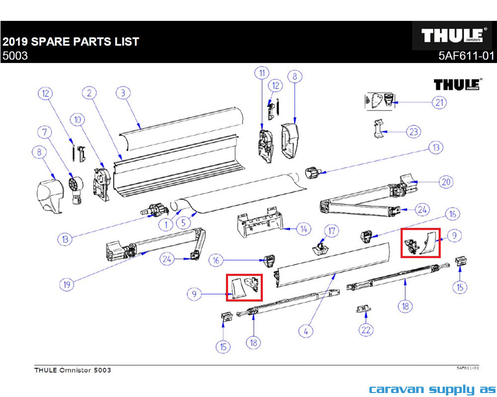 LH+RH endcap leadrail 5003