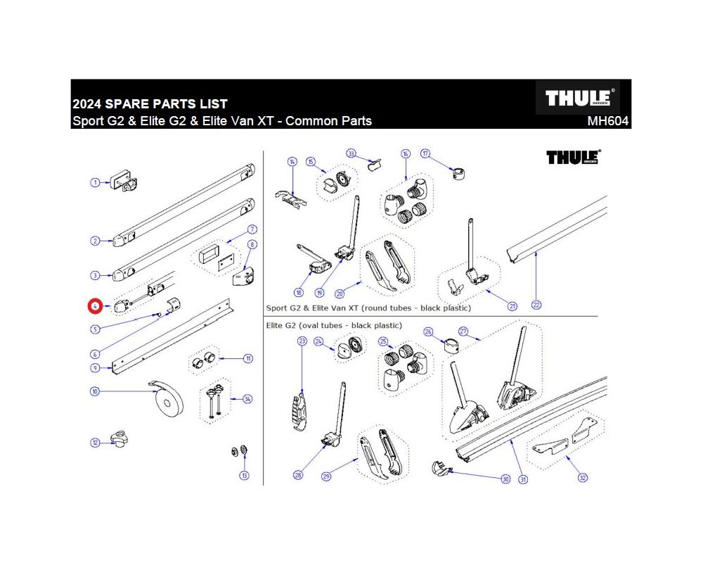 Sport/Elite cap mounting profile + bolt (2x) 15006