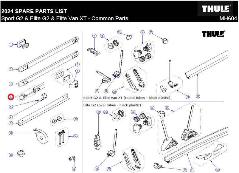Sport/Elite cap mounting profile + bolt (2x)