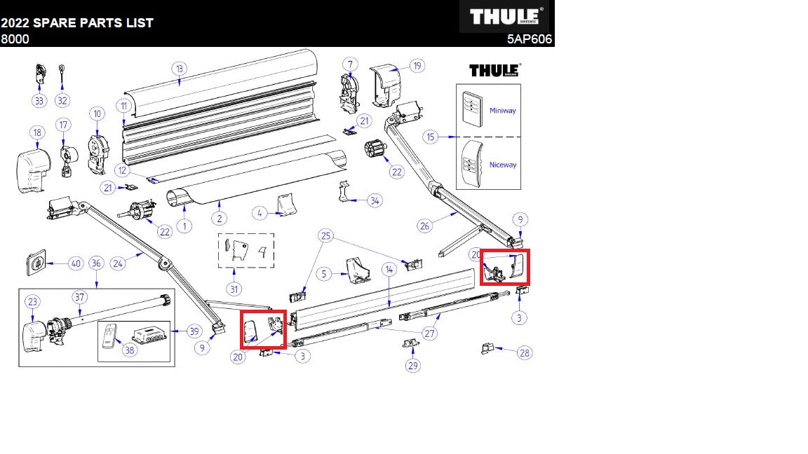 LH+RH lead rail end plate 8000 ant