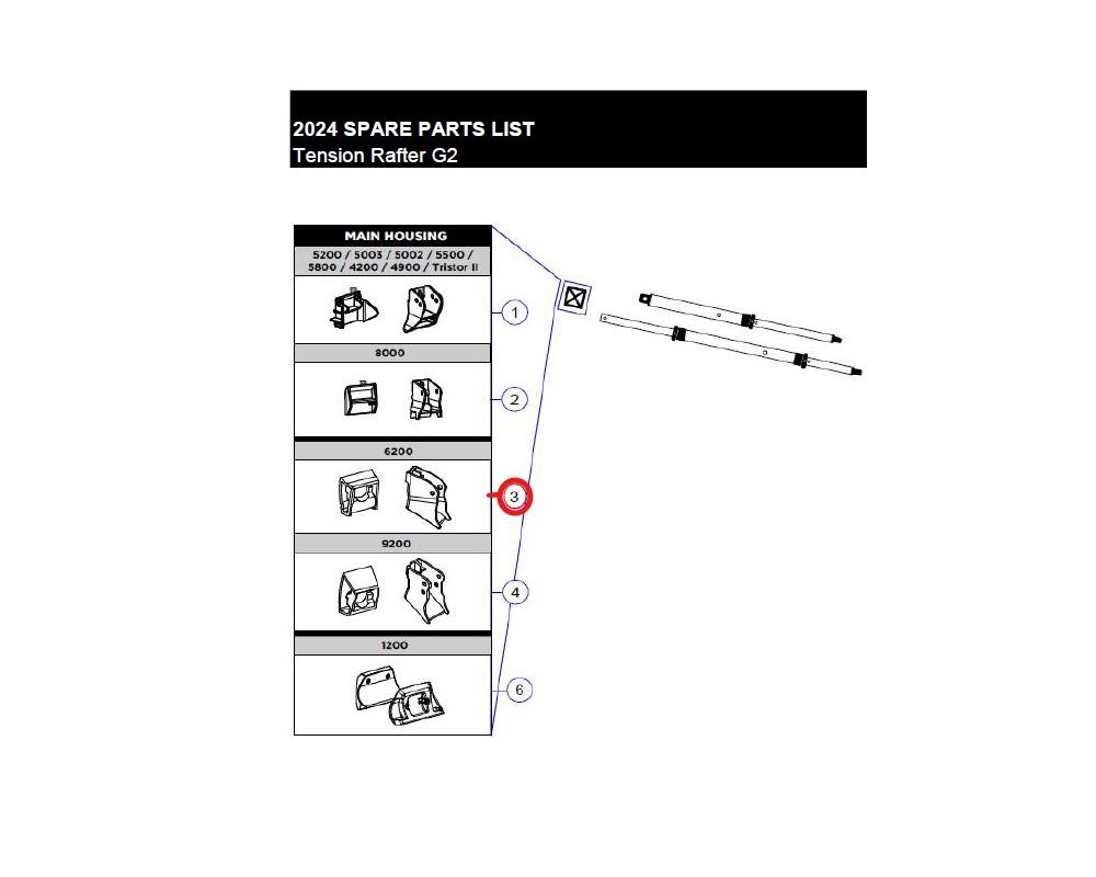 Posit. block + tens.rafter housing 6200 1+1pc