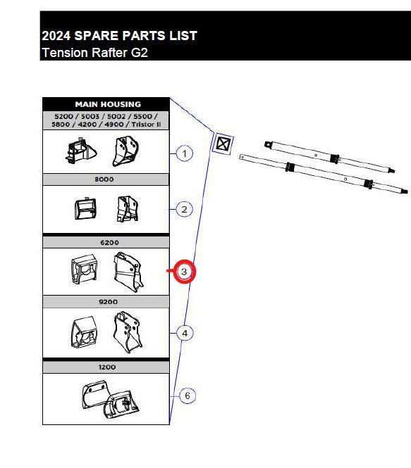 Posit. block + tens.rafter housing 6200 1+1pc