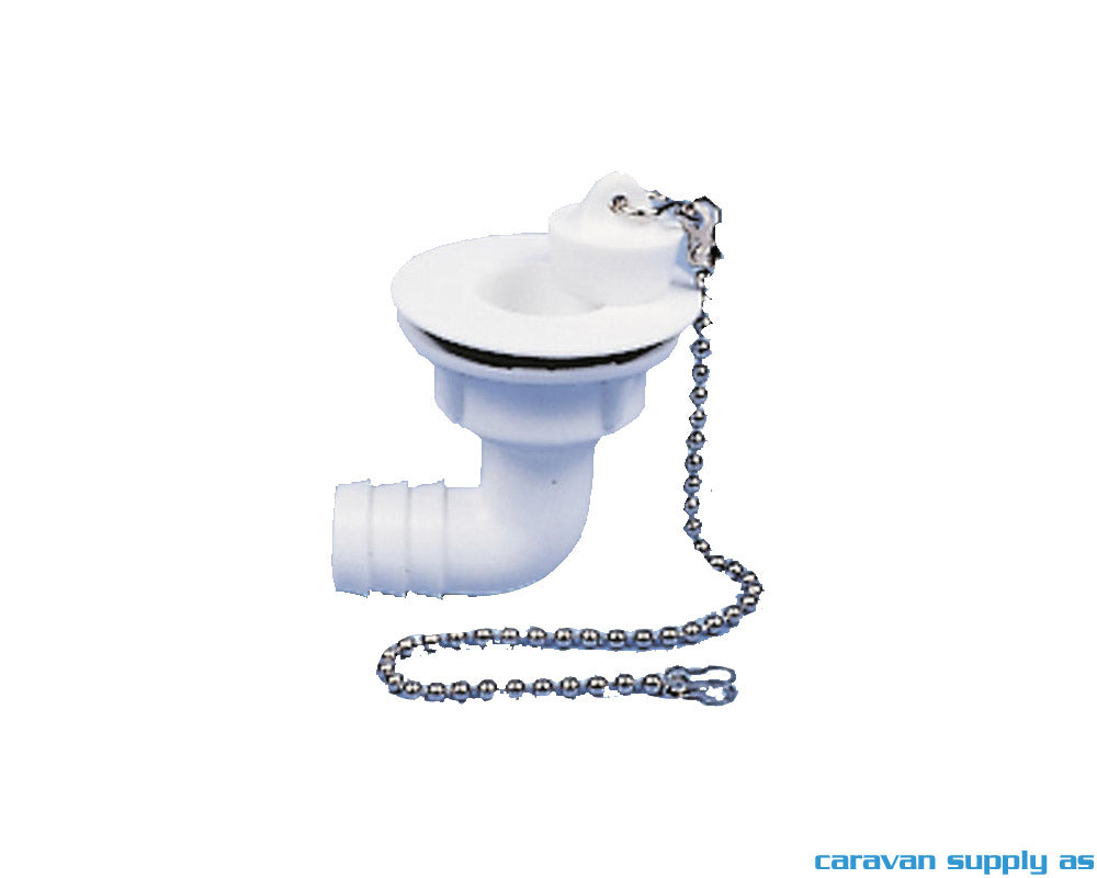 AVLØP U/VANNLÅS L Ø30MM RØR 19MM M/PROPP HVIT