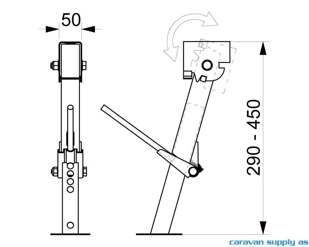 STØTTEBEN TIL BOBIL ST.LA. UNIVERSAL H:29-45CM 2ST