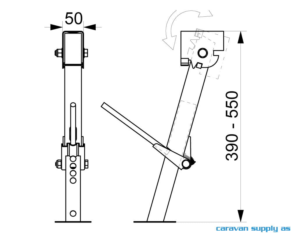 STØTTEBEN TIL BOBIL ST.LA. UNIVERSAL H:39-55CM 2ST