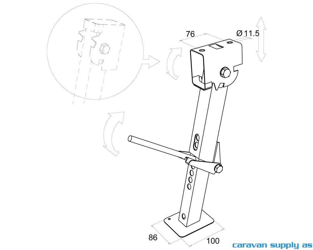 STØTTEBEN TIL BOBIL ST.LA. UNIVERSAL H:39-55CM 2ST