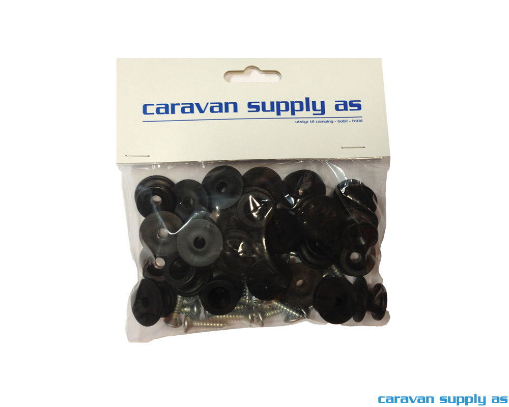 TELTKNAPPFESTE M/SKRUE POSE Á 25STK SVART