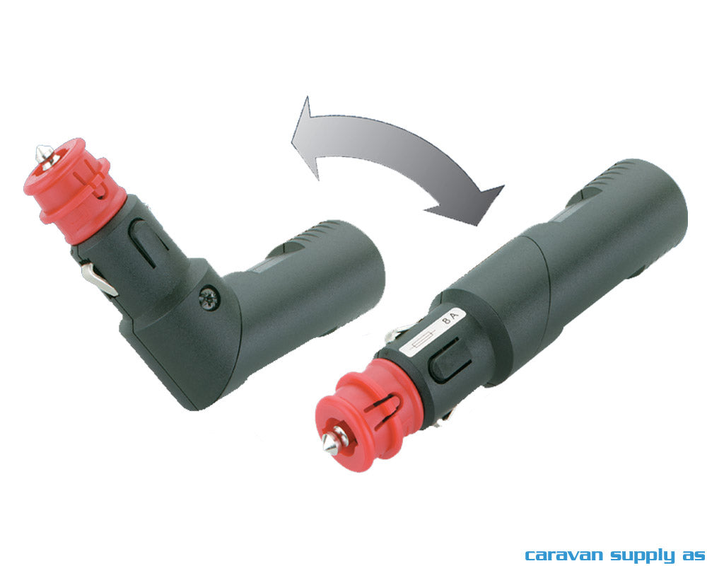 12V UNI PLUGG M/SIKRING 8A VINKEL