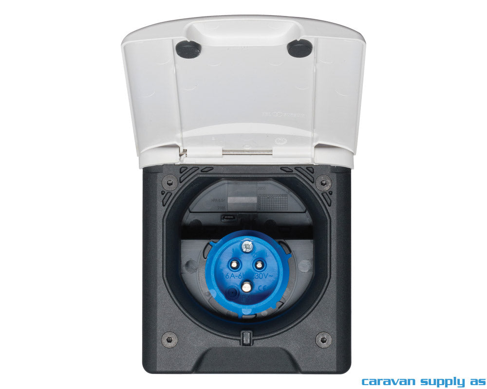 STRØM INNBOKS 220V 12X14CM H14 M/MAGNET HVIT