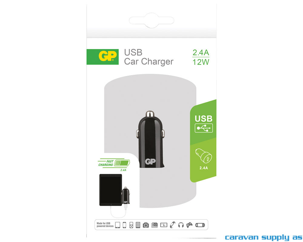 12V PLUGG GP USB CAR CHARGER M/1 USB 2,4A