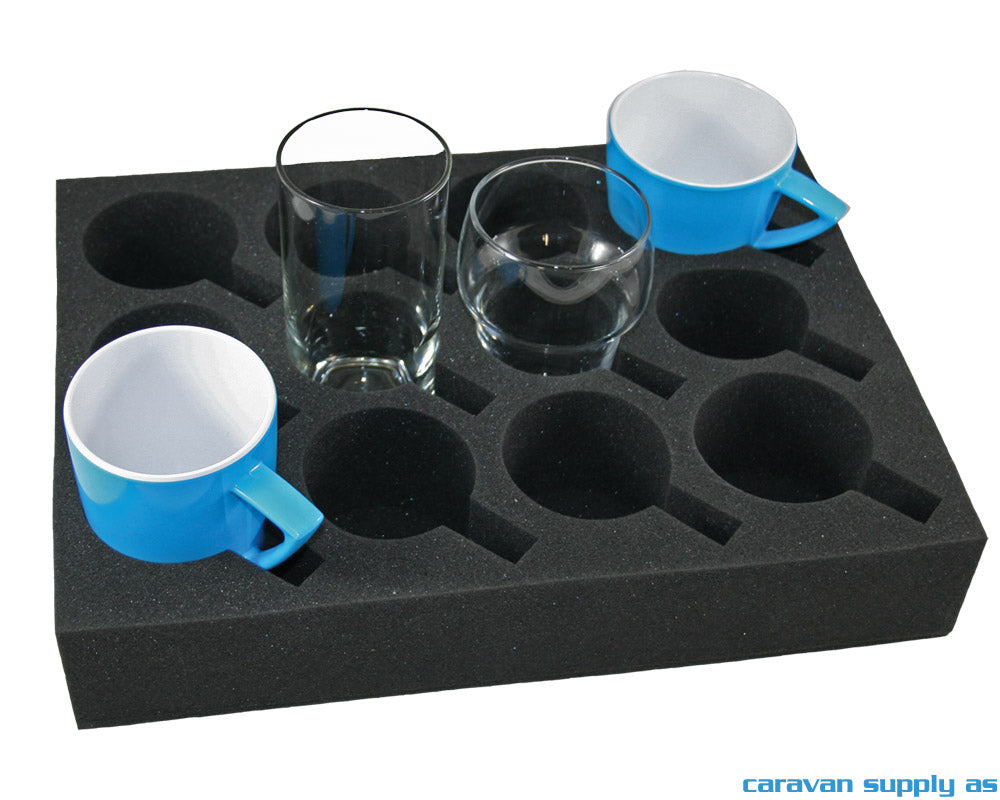 GLASS/KOPPHOLDER UNIVERSAL 12-DELER SKUM 33X25X6CM