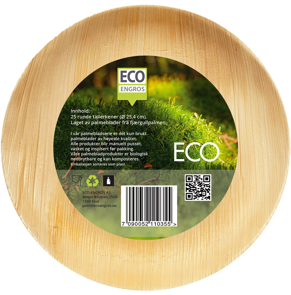 Tallerken Palmeblad 25,4 cm rund 25 pk