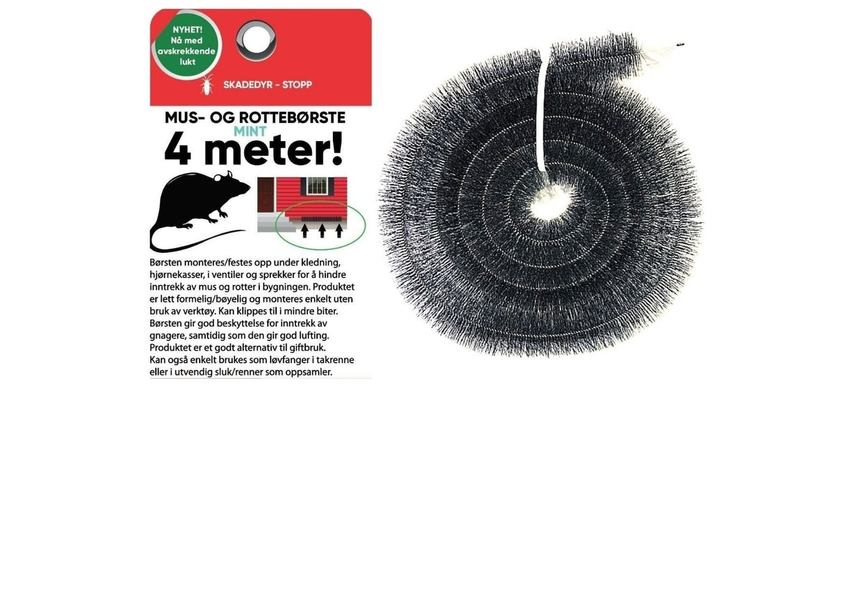 Musebørste Proff 4 Meter x 10cm Tilsatt mynte