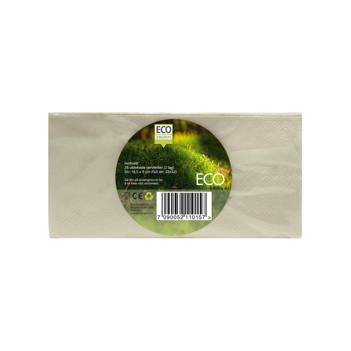 Servietter ubleket papirmasse 16,5x9cm 25pk