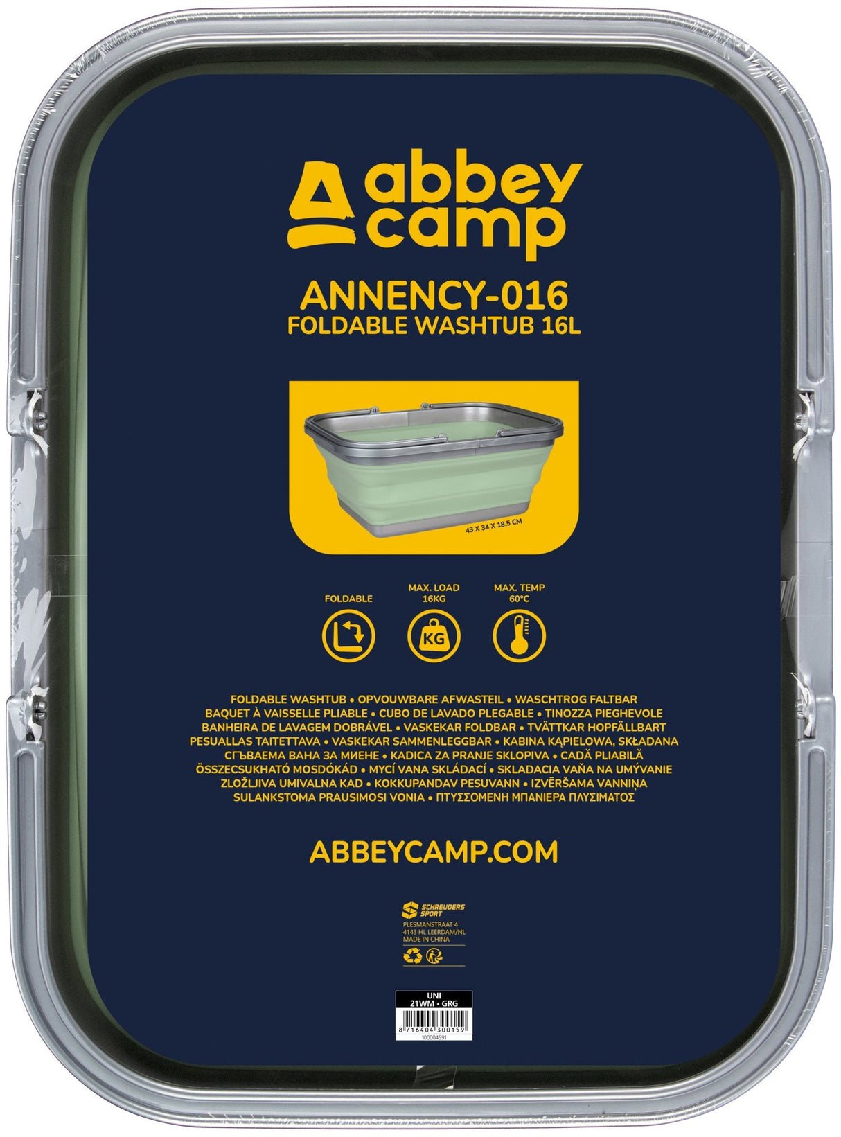 Sammenleggbar oppvaskbalje 16 liter Annency 016