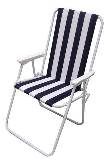 CAMPINGSTOL KLASSISK MED BLÅ OG HVITE STRIPER