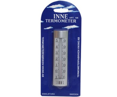 TERMOMETER INNE 16X4 CM SØLV