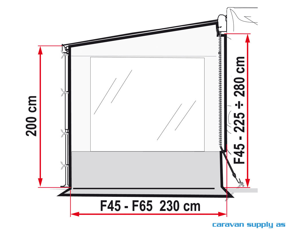 Sidevegg Side W Pro F45 H:225-280 m/vindu+kappe