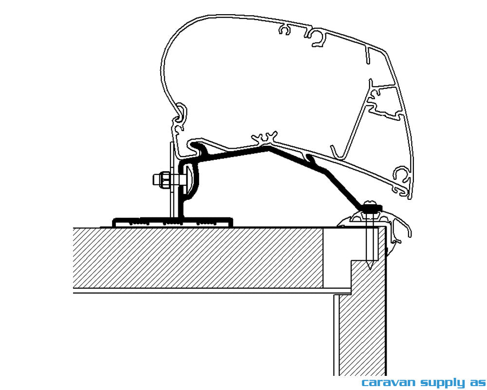 Feste Omnistor 6/9-serie Caravan Roof 400cm skinne