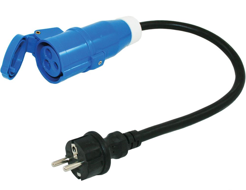 Kabel 55cm hann schuko + hunn CEE17