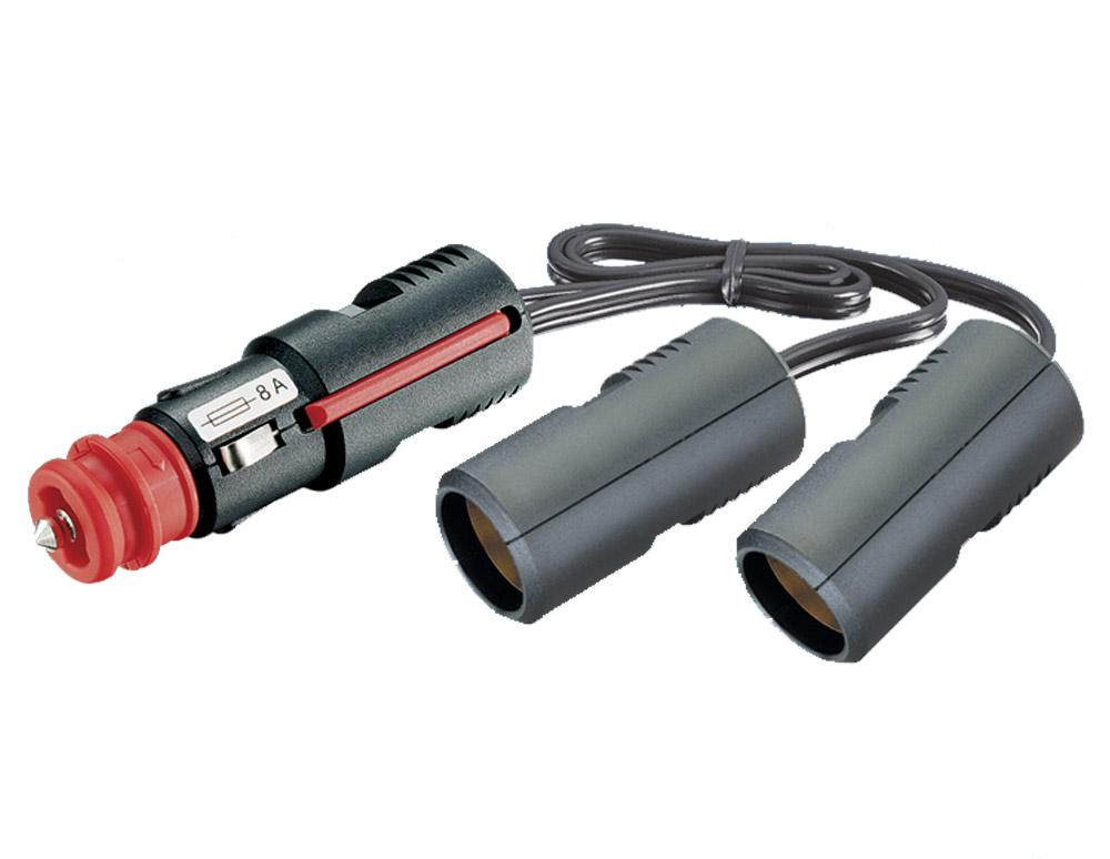 12V adapter uni plugg --> 2 x uni plugg m/kabel 15