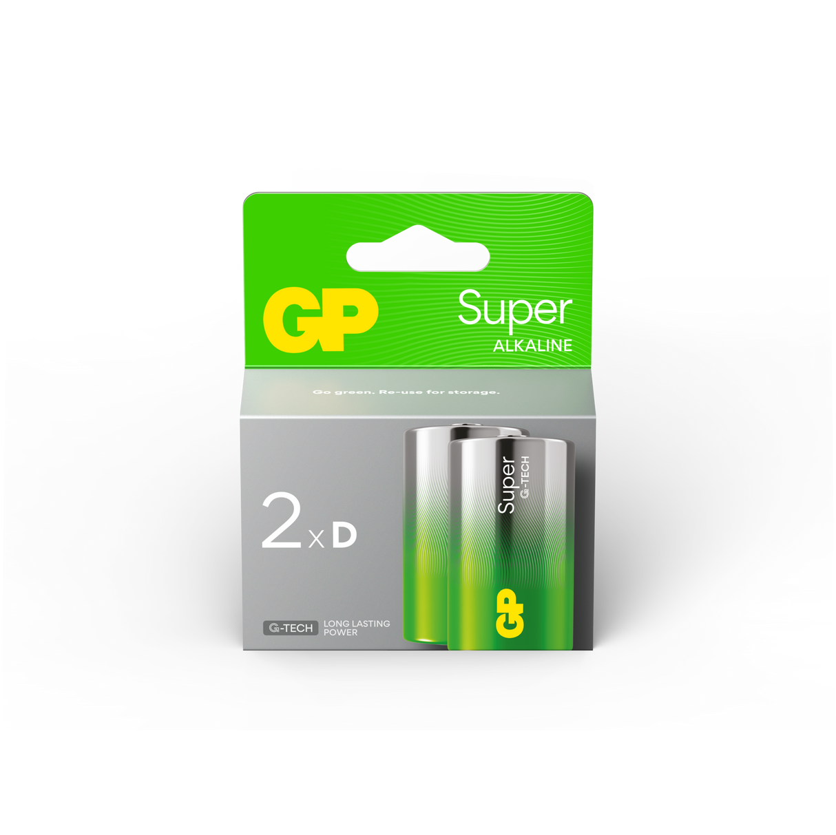 Batteri GP Super LR20/D alkalisk 1,5V 2stk