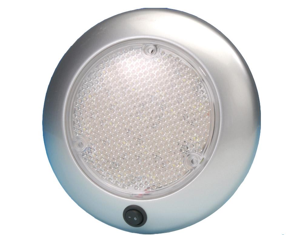 Lampe Dome m/bryter LED 12V Ø15cm sølvgrå