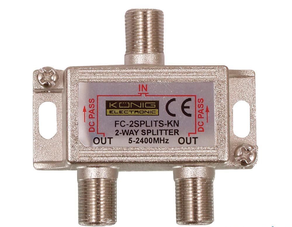 Split 2-way til f-connector m/DC-pass
