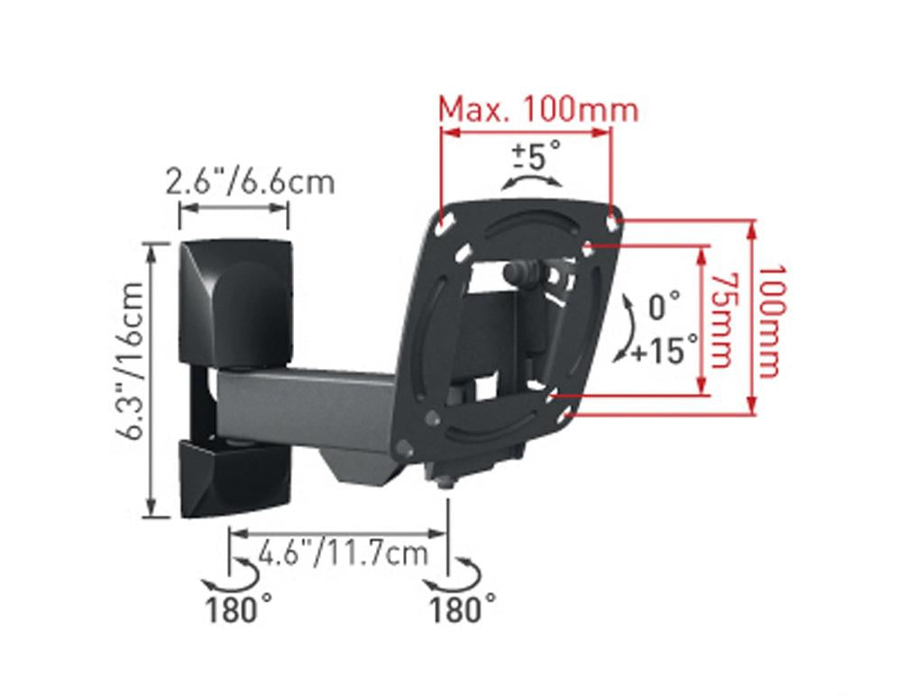 TV-feste Barkan m/1 arm 12cm 26" 15kg svart