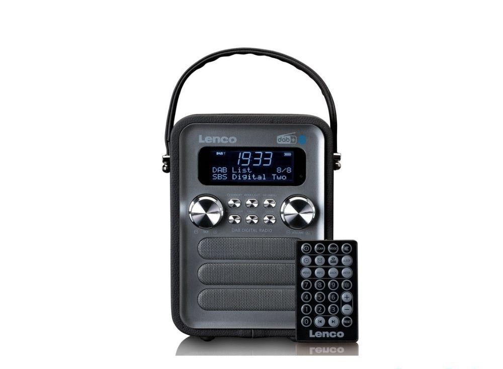 DAB Radio Lenco oppladbar, blåtann svart/sølv