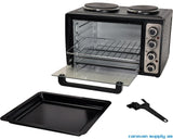 Bordkomfyr m/2 plater og stekeovn 28l svart