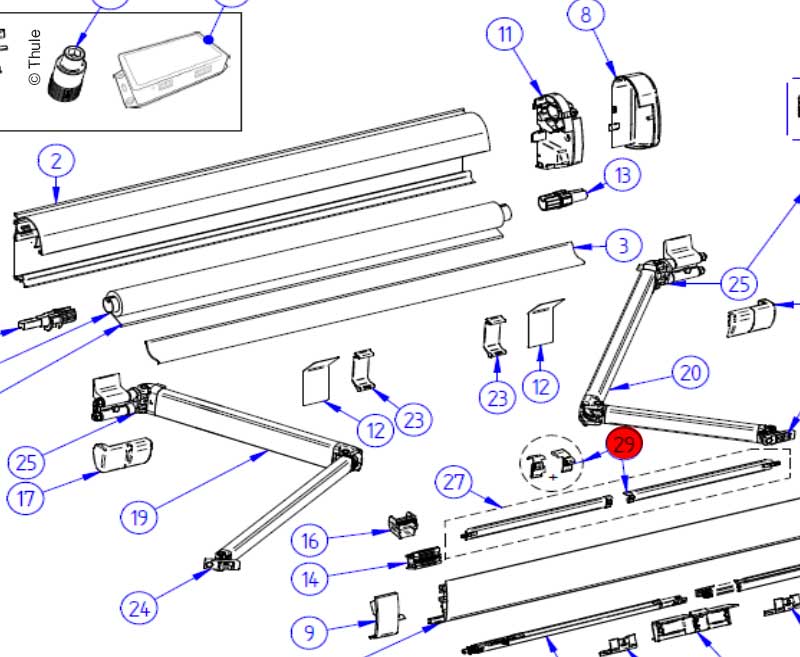 LH+RH end cap tension arms 5200