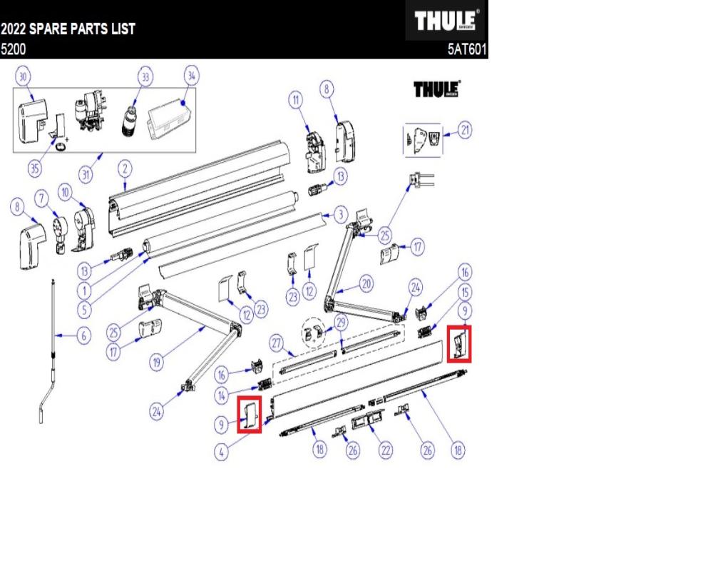 LH+RH endcap leadrail 5200 ano