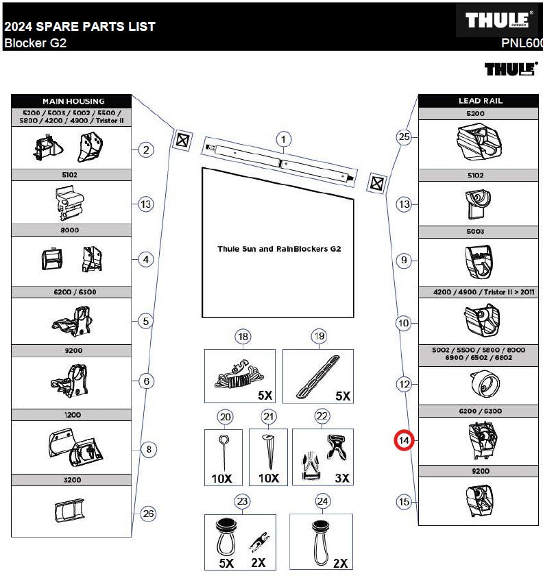 Insert lead rail 6200 2pc