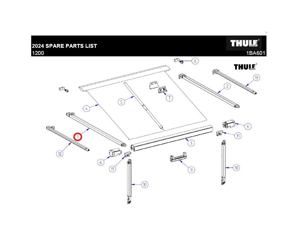 LH rafter arm assy TO1200 3.50/5,50m 1500602903