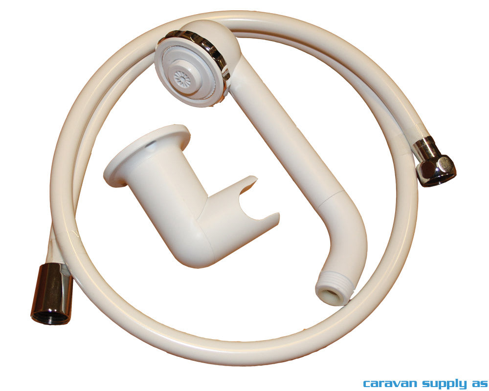 DUSJSETT RIVA M/1,5M SLANGE + BRAKETT Ø26MM HVIT