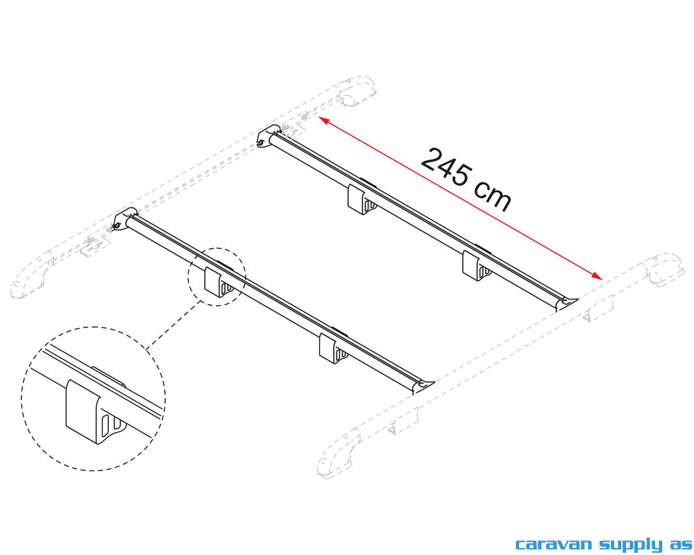 TAKRAILS FIAMMA FIXING BAR RAIL 245CM ALU 2STK