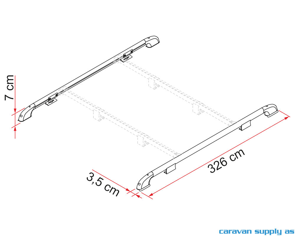 TAKRAILS FIAMMA ROOF RAIL 326CM ALU 2STK